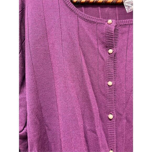 Roaman’s Plum Pearl Button Cardigan Sweater sz 2X NWT - Picture 2 of 6